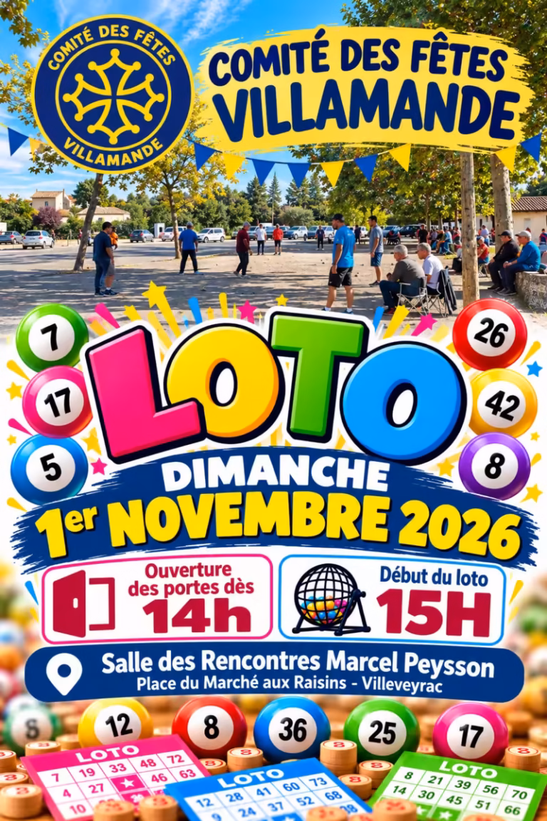 Loto du Comité des fêtes Villamande à Villeveyrac