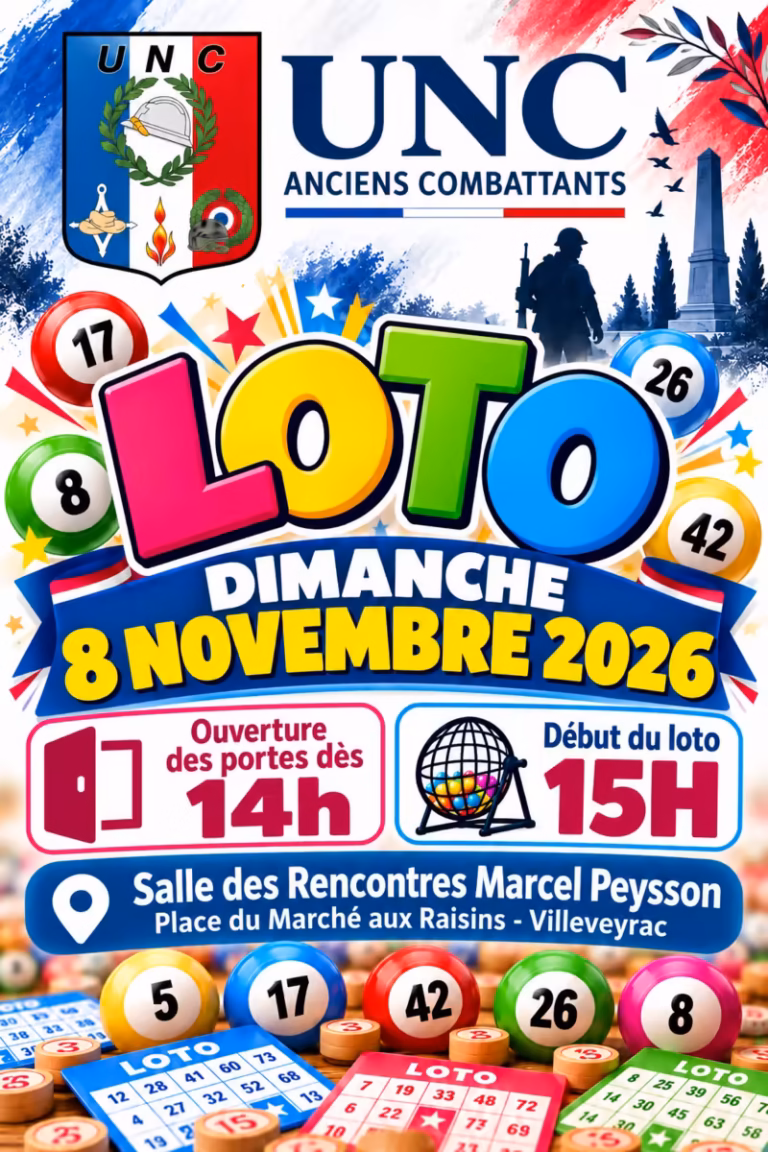 Loto de l'UNC Anciens combattants à Villeveyrac