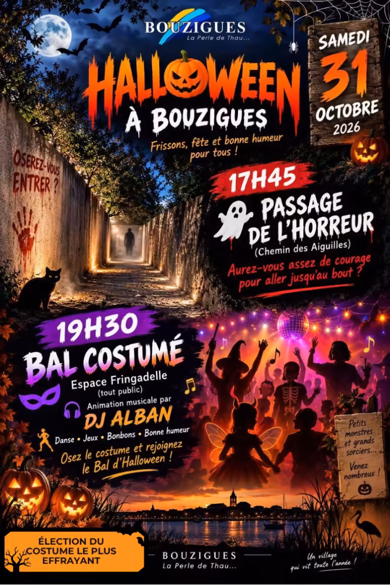 Halloween 2026 à Bouzigues, passage de l'horreur et bal costumé