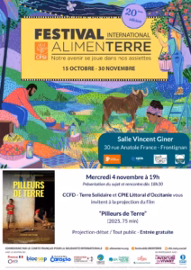 Festival Alimenterre 2026 : projection « Pilleurs de terre » à Frontignan