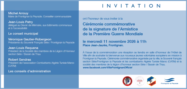 Commémoration de l'Armistice du 11 Novembre 2026 à Frontignan