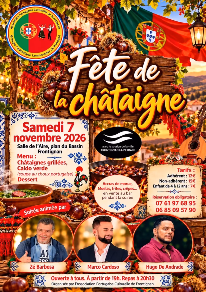 Affiche de la Fête de la châtaigne du samedi 7 novembre 2026 à la salle de l'Aire de Frontignan