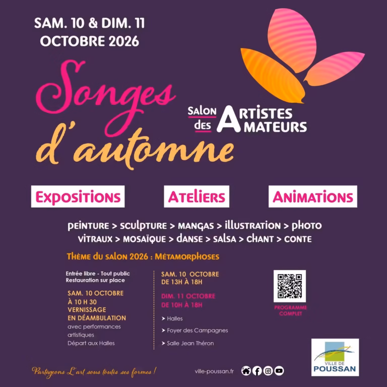 Affiche de Songes d'automne 2026, salon des Artistes amateurs de Poussan