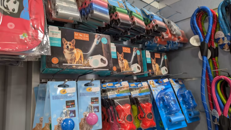 Accessoires pour chiens : laisses enrouleurs, laisses en corde et sacs à déjections