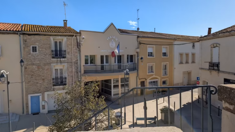 Place de la Mairie de Balaruc-le-Vieux vue d'en haut