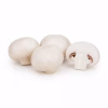 Champignons de Paris entiers et un coupé sur fond blanc