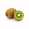 Kiwi entier et moitié coupée à chair verte sur fond blanc