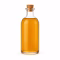 Flacon en verre de vinaigre de cidre sur fond blanc