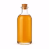 Flacon en verre de vinaigre de cidre sur fond blanc