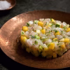 Tartare de bar a la mangue et pomme verte, coriandre fraiche