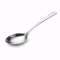 Cuillère à soupe en acier inoxydable poli sur fond blanc